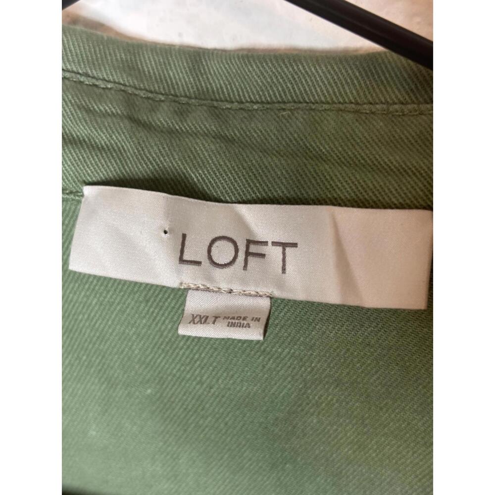 Loft Women's Sz 2XLT Olive Green Button Pocket Long Sleeve Shirt Dress (1896) - Picture 6 of 7